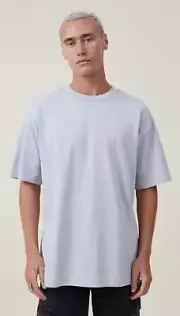 Cotton:On Men's Heavy Weight Box Fit Plain T-Shirt Light Grey Marle Size L NEW