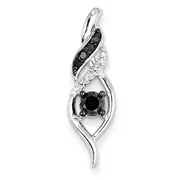 14K White Gold White and Black Diamond Twist Pendant