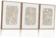 Botanical Farmhouse Wall Art Set, Framed Boho Plant Wall 16"x24" White Flower