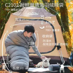 【Litume】C2102 保暖超輕量250g白鴨絨睡袋(旅遊台灣羽絨睡袋輕量木乃伊型700+FP)