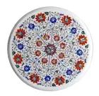 24" Round Marble Elegant Coffee Table Top Carnelian Stone Inlay Restaurant Table