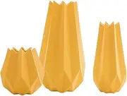 Vases for Decor 3pcs Ceramic Geometric Origami Vase Nordic Flower Pot Dry Flower Vases Living Room Home Decoration Ornaments Wedding Gift Vase Table Centerpieces (Color : Yellow)