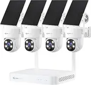 [yeewise] 2K Wireless Solar Security Camera System, 4MP Battery Powered Home Security Cameras Outdoor, Pan Tilt 360° View, Forever Power, Spotlight Camera, 64GB Local Storage, No Monthly Fee