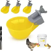 Chicken Waterer Cups Feeder (4 PC), Automatic Chicken Waterer, Anti-Leak System, Holds 50% More Water, Suitable for Chicks, Chicken, Duck, Quail, Turkey