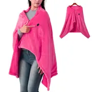 Portable Heated Blanket USB Charging Plush Warm Shawl Wearable for Home Office