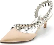 [Minishion] Ladies Wedding Shoes Sparkle Rhinestones Formal Pumps Mules Slingback Prom Heels BR108