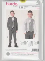 Burda Sewing Pattern 9433 Boys Formal Wear Suit Vest Pants Jacket Sz 9-15
