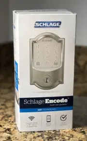 Schlage Encode Smart WiFi Deadbolt -- Camelot in Satin Nickel BE489WB V CAM 619