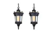 Vintage Lamp 2X 54.5cm Elegant Aluminum & Glass Lantern Chandelier Classic Hanging Light Fixture Antique Style