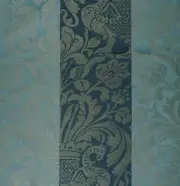 SCHUMACHER Drago Damask Prussian Cadet Stripe Cotton Linen Woven New Remnant