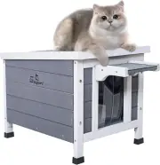 Outdoor Cat House, Weatherproof Shelter for Ferrel Cats, Dogs, Rabbits Hutch wit