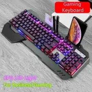 Gaming Keyboard RGB LED Backlight Plug and Play White/Black Waterproof Keycaps