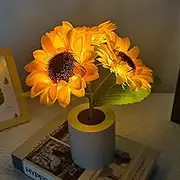 Sunflower Lamp, Artificial Night Light, USB Rechargeable Flower Lamp for Home, Bedroom, Office Desk Decorations - Three Flowers