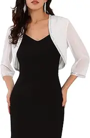 [WOMLAYOUT] Women's Evening Shurg Sequin Beaded Open Front Cocktail Formal Bolero