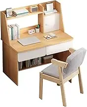 Kids Desk and Chair Set, Wooden Children Study Table, Student Writing Desk with Drawers and Storage Rack, Suitable for Reading, Drawing and Learning