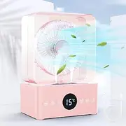 Portable Air Conditioners Cooling Fan with 3 Speeds &12H Timer, 1000ml Personal Evaporative Air Cooler with Mist, 4 LED mode, Portable AC Unit Fan for Bedroom pink Office （pink）
