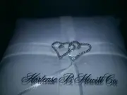 Hortense B. Hewitt Co. Wedding ring pillow -White Satin Pillow -Linked Hearts