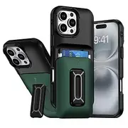 Colorful Shockproof Phone Case for iPhone 16 Pro Max Plus / 15 / 14 / 13 / 12 Pro Max – Slide Card Slot with Kickstand, PC Back Cover