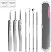 Stainless Steel Blackhead Remover Tool Kit, Extraction Tools for Estheticians, Blackhead Extraction Tool Kit, Professional Facial Blackhead Remover Tweezers, 3 Shapes and 5 Sets of Beauty Tool Series(