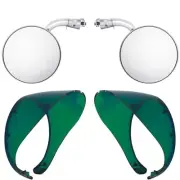 Universal Curved Arm 4" Concave Convex Peep Outside Door Mirrors Green Visors (for: Jeep)