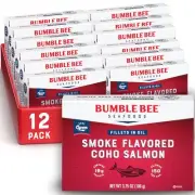 Bumble Bee 3.75 Oz Salmon Fillets Pack of 12 Ready to Serve Smokey Protein Snack