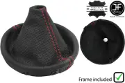 RED STITCH PERFORATED LEATHER GEAR BOOT+PLASTIC FRAME FOR VW T5 TRANSPORTER