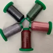Isacord Machine Embroidery Thread Lot of Five Colors 1000m New Cranberry Indigo