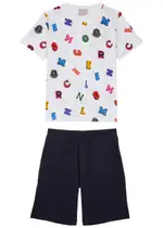 Moncler Kids Printed Cotton T-shirt and Shorts set (12-14 Years) - White Other 14 years