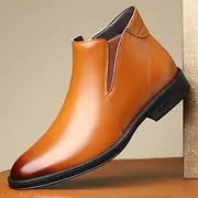 Men's Caramel Faux Leather Chelsea Boots – Sleek Slip-on Ankle Boots for Professionals, Fall Outfits and Smart Casual Occasions