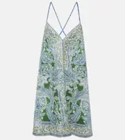 [Zimmermann] Zimmermann Ottie Swing paisley linen minidress AU 16 blue