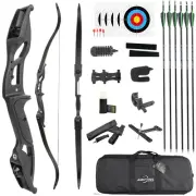 56'' Recurve Bow Set 30-50lbs Limbs Takedown Riser Archery Target Shooting Hunt