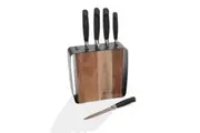 STANLEY ROGERS FRAMED ACACIA 6 PIECE KNIFE BLOCK SET