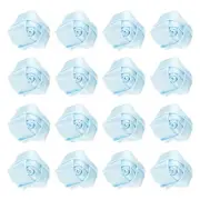 16 Pcs Ribbon Roses, 2 Inch Rose Artificial Fabric Flowers, Light Blue