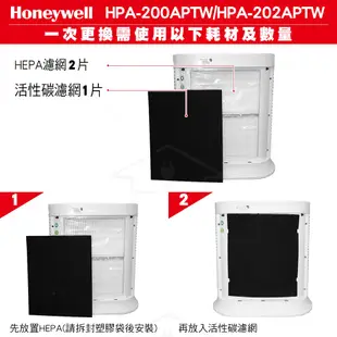 【超值二入組再送濾心+原廠濾網】Honeywell 抗敏系列空氣清淨機 HPA-202APTW HPA-202 (黑色)