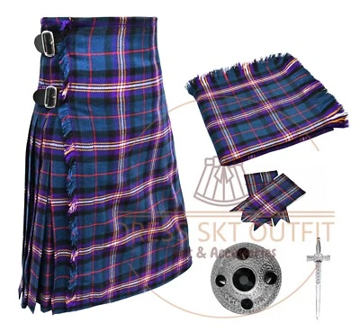 Scottish Men's Traditional Handmade Masonic Tartan 8 Yard KILT & Accessories