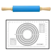 Rolling Pin Pastry Mat Set Rolling Pin Kit Silicone Dough Mat Baking Tool