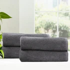 4pc Renee Taylor Cobblestone Bath Towel/Sheet 650GSM 160cm Cotton Ribbed Granite