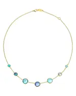 Ippolita 18K Yellow Gold Lollipop Waterfall Multi Stone Bezel Collar Necklace, 16-18