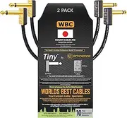 2 Units - 25 CM - Pedal, Effects, Patch, Instrument Cable Custom Made by WORLDS BEST CABLES – Made Using Mogami 2319 Wire & Eminence Tiny Gold Plated ¼ inch (6.35mm) R/A TS Connectors