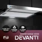 600mm Rangehood Stainless Steel 2-Speed Fan Wall Mount Touch Control LED Light