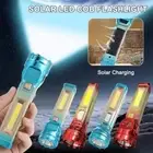 Solar Flashlight Small LED Torch Light Mini Super Bright U1O5 USB Penlight F7T9