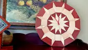 Hand crafted Wooden Art Wall Clock 23" Geometric Home Decor