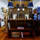 Bookcase, W120xD32xH91, Timber, Cube Bookcase, Storage Unit, Shelves.