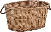 Firewood Basket with Carrying Handles 56x40x28 cm Natural Willow - Rustic Fireplace Tools Holder, Durable Outdoor Firewood Storage