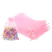 100 Pcs Pink Organza Bags 4 x 6 Inch Mesh Gift Bags with Drawstring for Gift