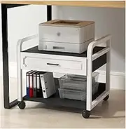 Printer Stand Office Printing Stand 2 Tier Vintage Under Desk Printer Stand with Drawers and Caster Wheel for Home Office Printer Table Organizer Mobile Printer Shelf Cart Printer Table,50cm,D