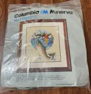 Columbia Minerva Trout Fishing Picture Needlepoint Kit Yarn Open Unused