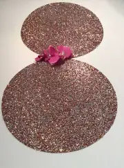 2x Luminous Sparkles Home Luminous Copper & Silver Placemats Set 15" Round