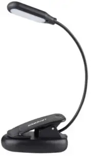 Clip on Book Light/Reading Light/Clip Light with 5 LED Eye Care, 3 Color Black