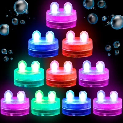 10x Multicolor Underwater Dual LED Holiday / Christmas Submersible Light Candles